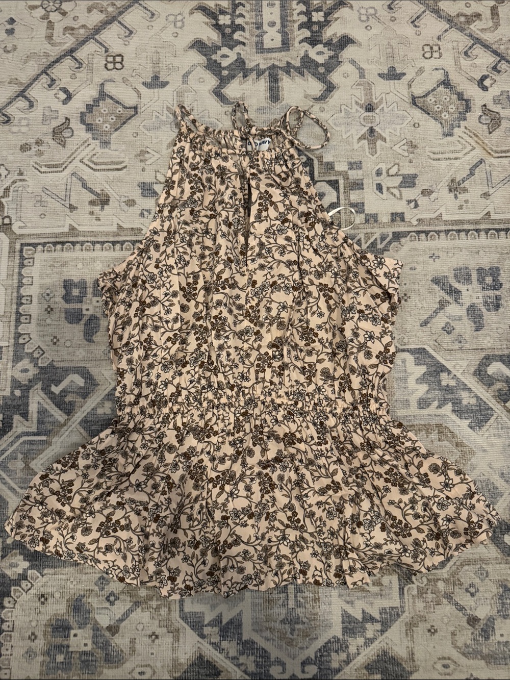 Old Navy Floral Halter Peplum Top Blush Black Size Small